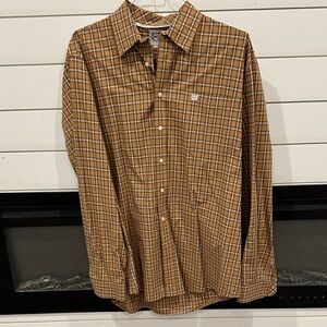 Cinch Men's Brown Checkered Button Down Shirt